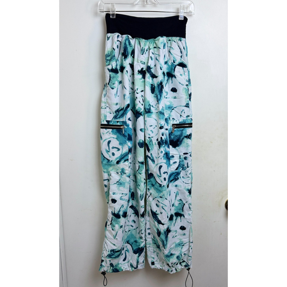 Zumba Pants Womens‎ Blue White Cargo Dance Fitness Activewear Nylon Exercise Med